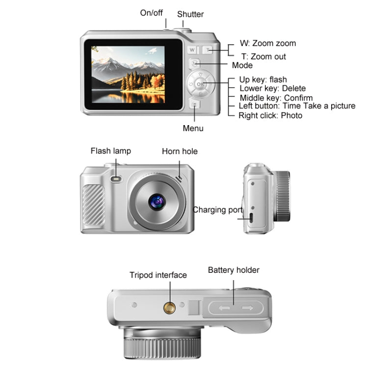 1080P HD Student Retro Digital Card Camera, White, Black, White+32G, Black+32G 1080P HD Student Retro Digital Card Camera, White, Black, White+32G, Black+32G